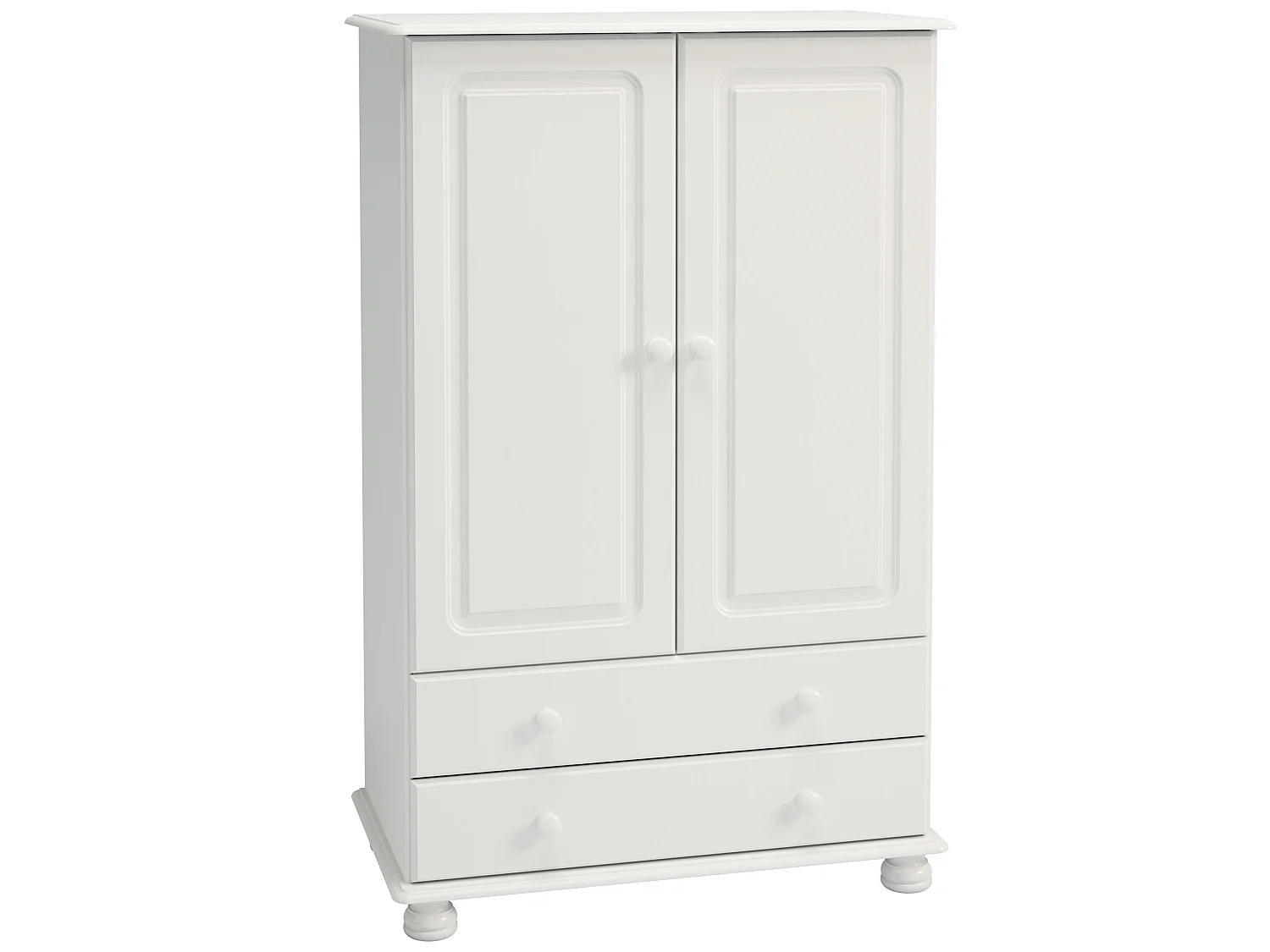 Richard kledingkast met 2 deuren en 2 lades, wit.