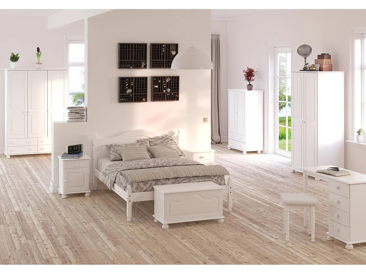 Richard kledingkast met 2 deuren en 2 lades, wit.