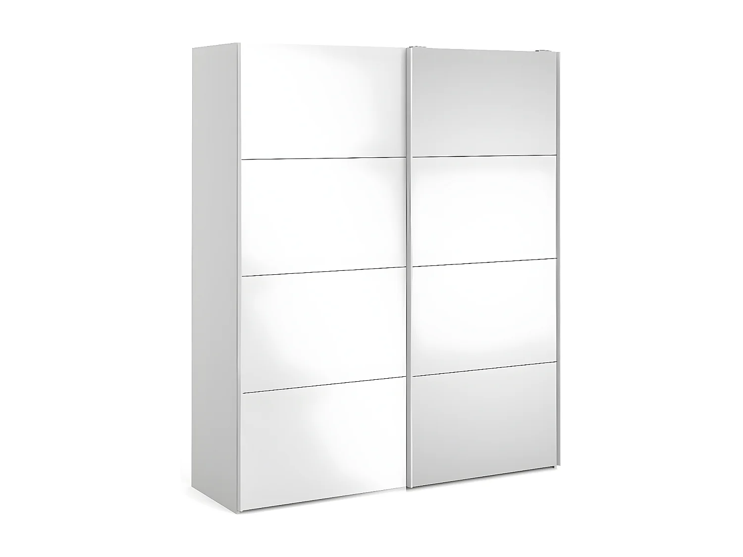 Veto Schiebetürenschrank B183 cm 1 Tür und 1 Spiegeltür weiß und weiß hochglanz.