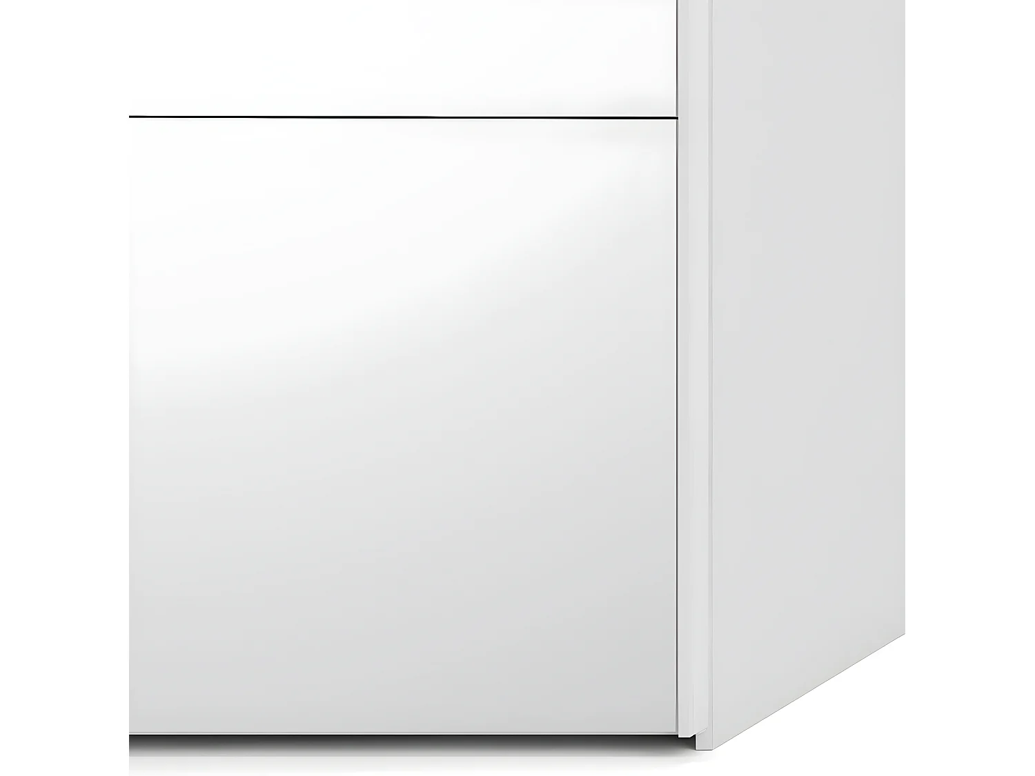 Veto Schiebetürenschrank B183 cm 1 Tür und 1 Spiegeltür weiß und weiß hochglanz.