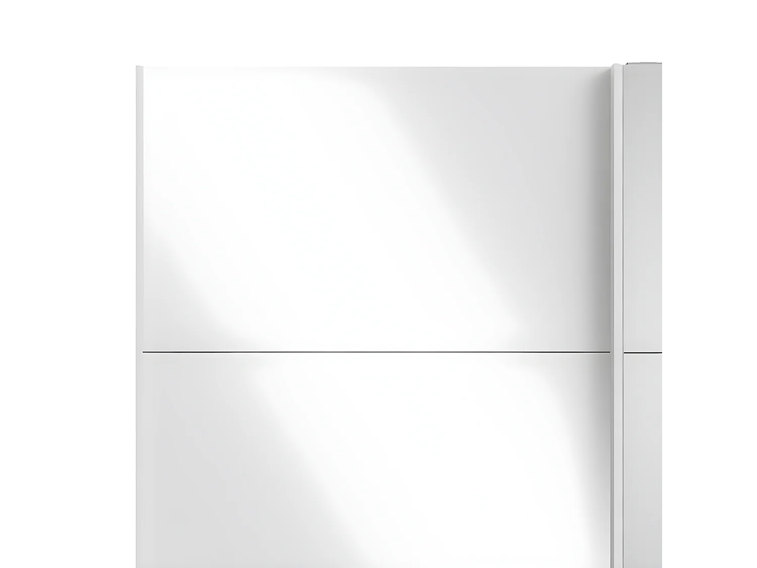 Veto Schiebetürenschrank B183 cm 1 Tür und 1 Spiegeltür weiß und weiß hochglanz.