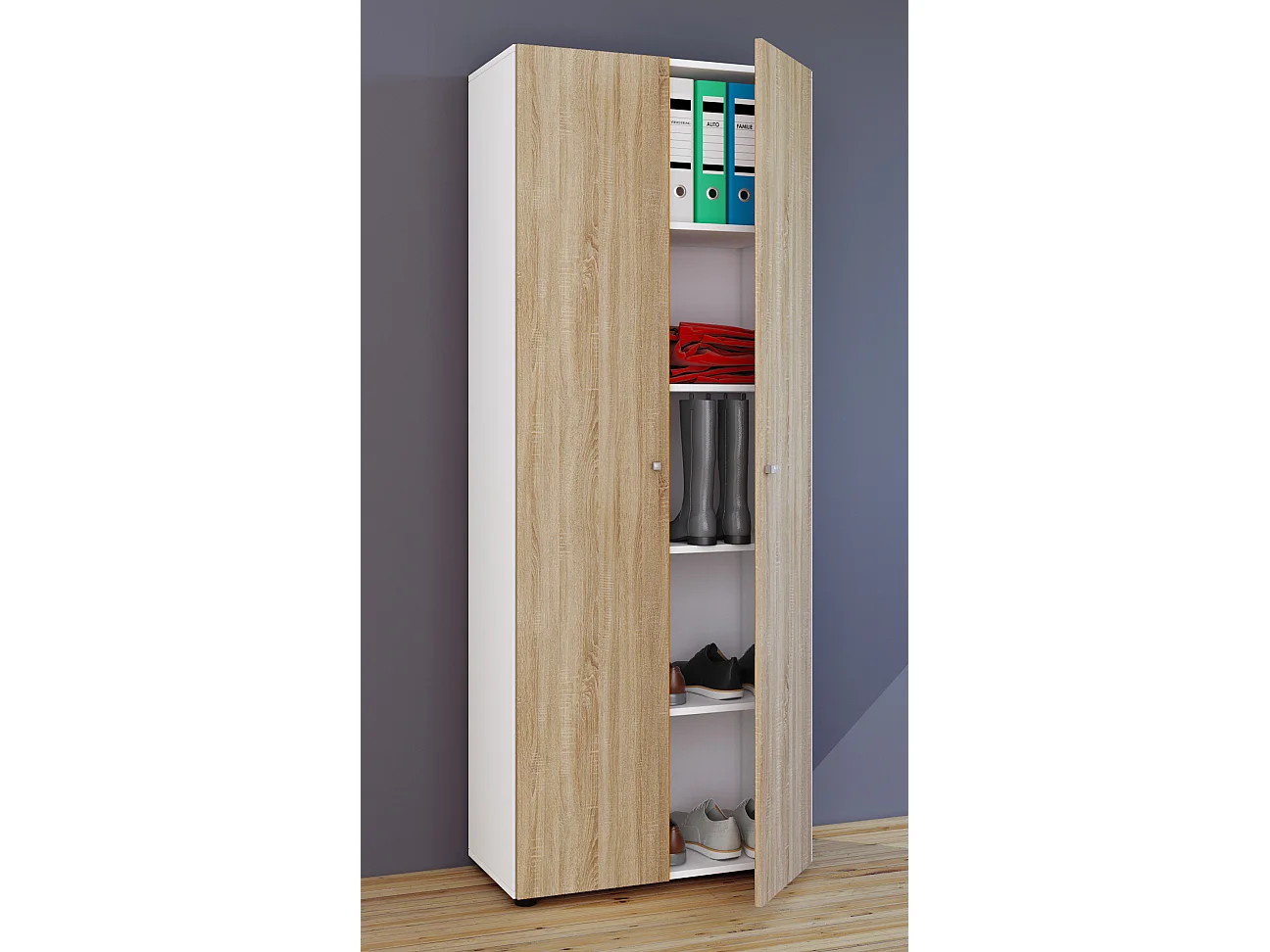 Gabinete do escritório Vandol Branco/carvalho Sonoma L. 70 x A. 178 x P. 40 cm