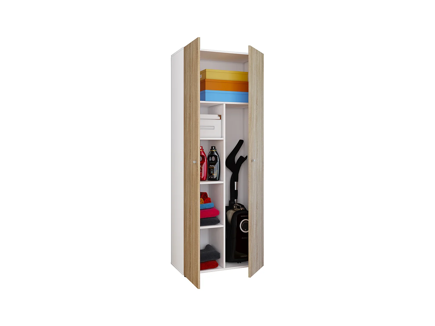 Multi-purpose cabinets Vandol White / Sonoma oak W. 70 x H. 178 x D. 40 cm