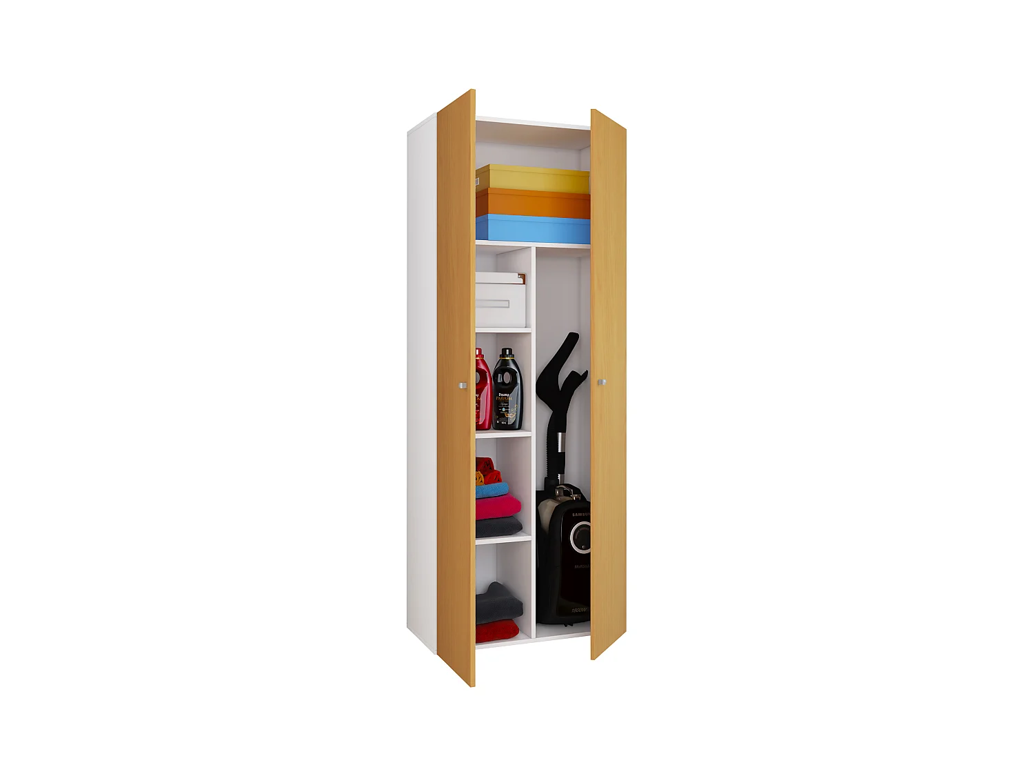 Multi-purpose cabinets Vandol White / Beech W. 70 x H. 178 x D. 40 cm