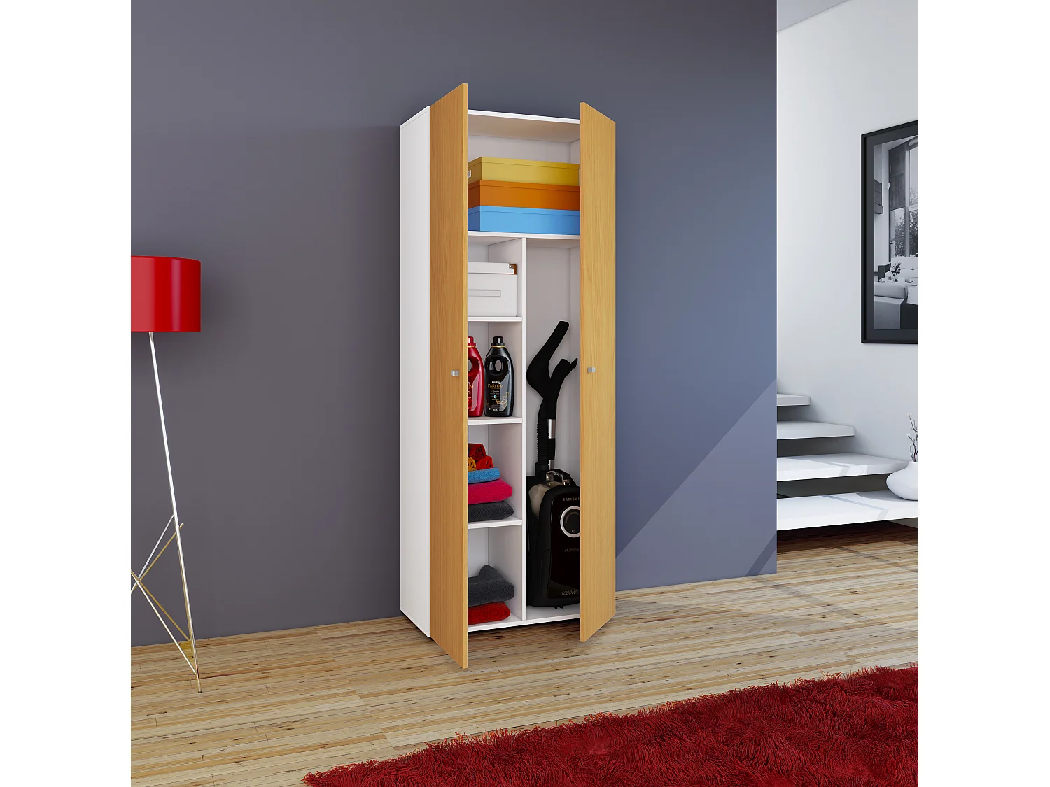 Holz Besenschrank Staubsauger Putzschrank Vandol K