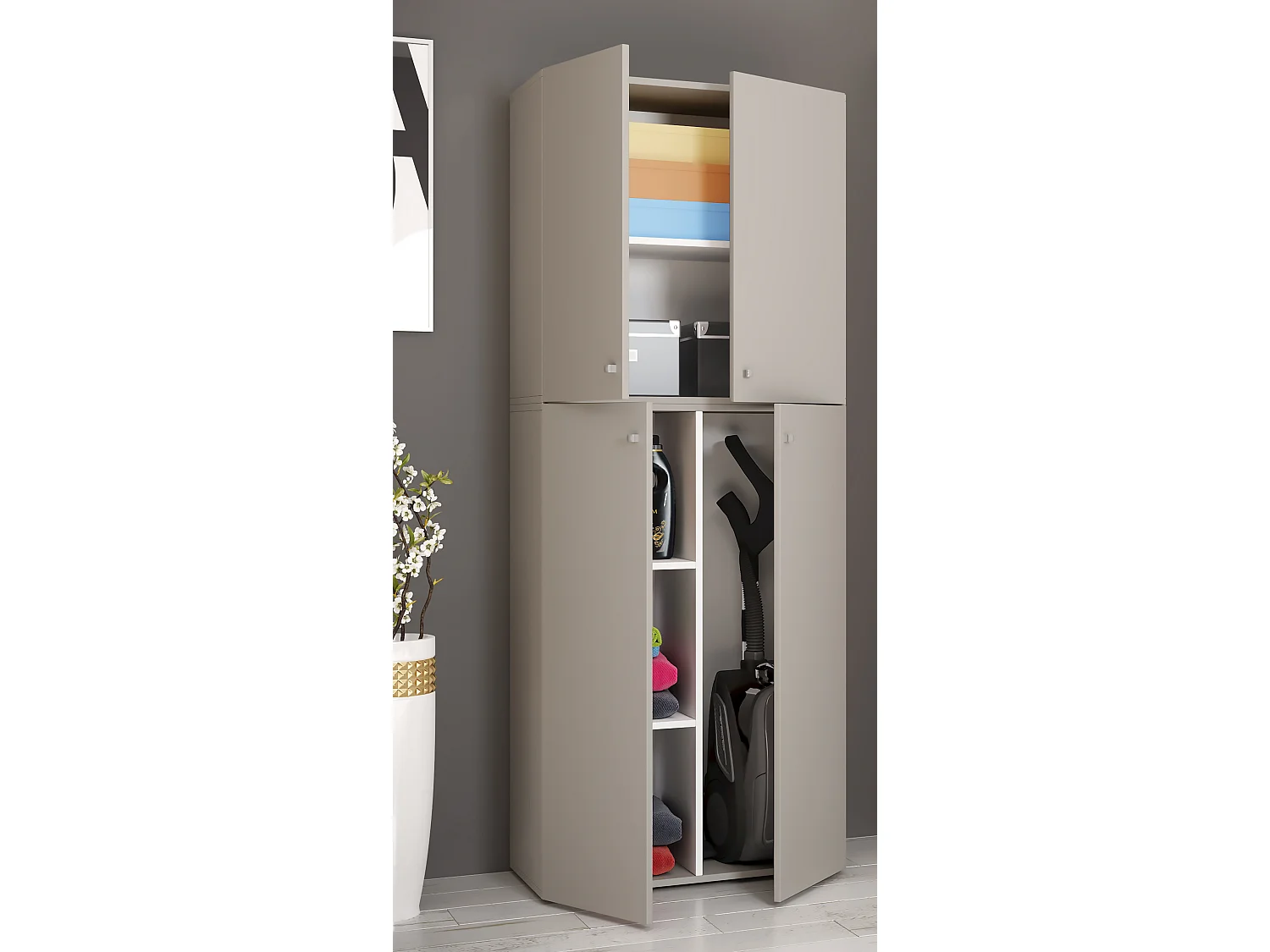 Holz Besenschrank Staubsauger Putzschrank Lona