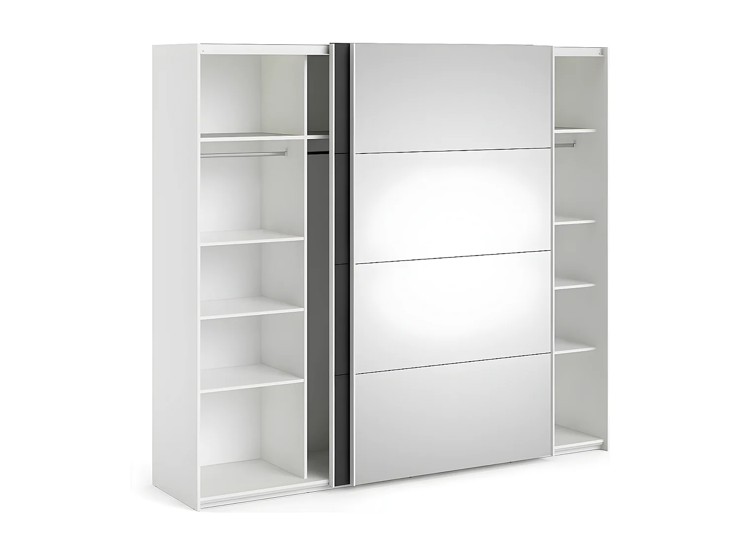 Veto Schiebetürenschrank B243 cm 1 Tür und 1 Spiegeltür weiß und mattschwarz.