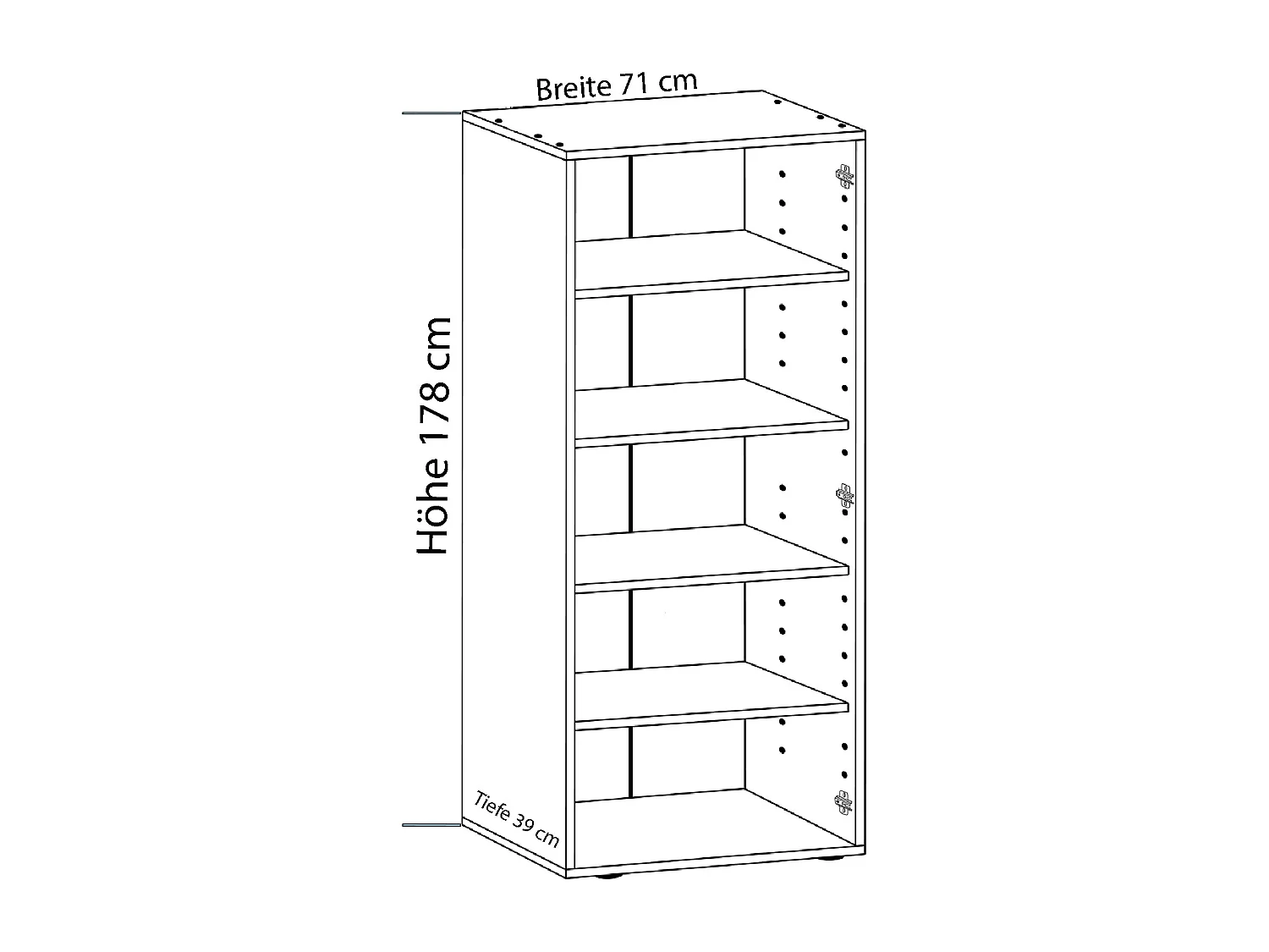Wardrobe Vandol Sonoma oak (Sägerau) W. 70 x H. 238 x D. 40 cm