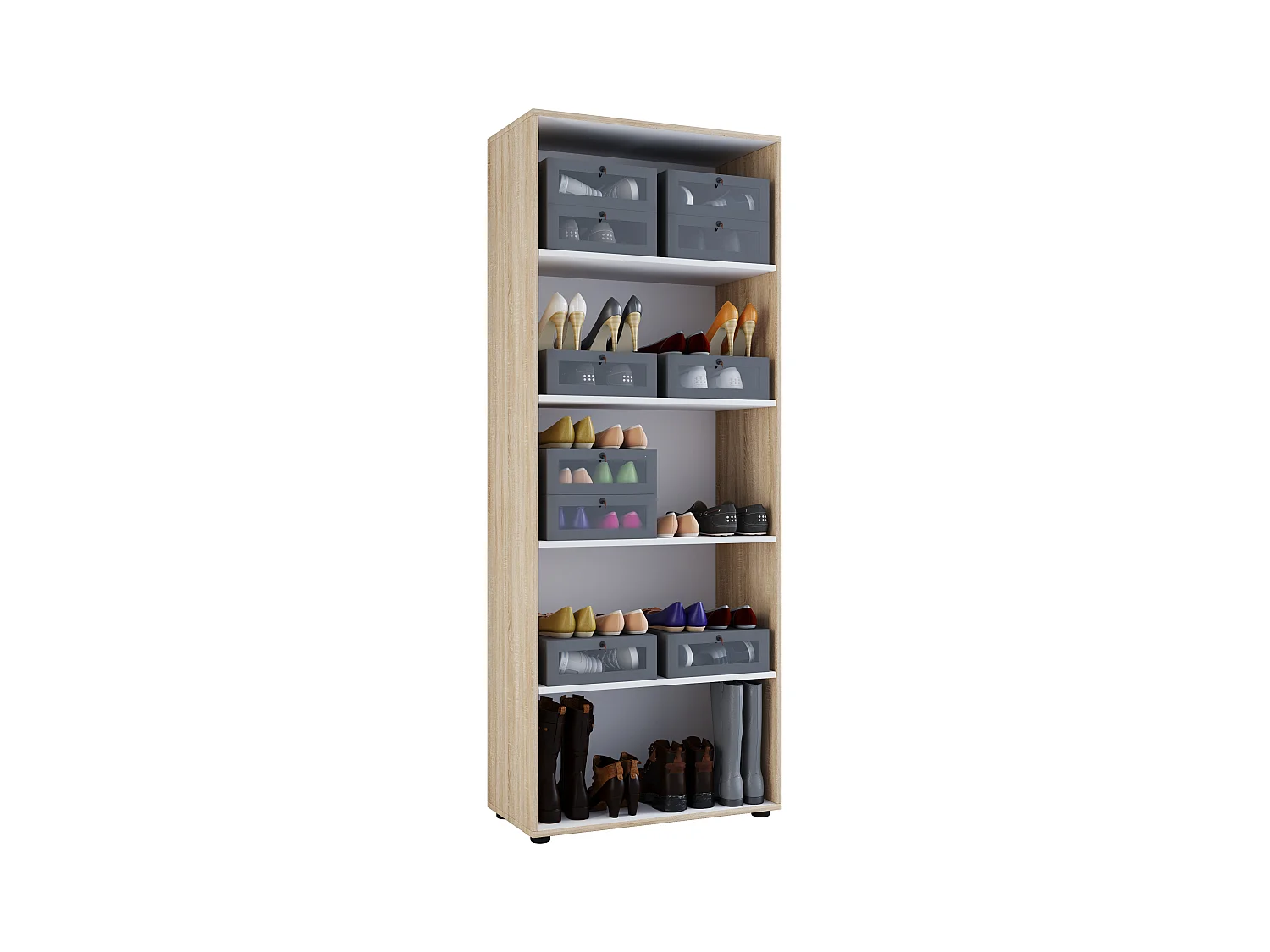 Shoe cabinet Vandol Sonoma oak (Sägerau) W. 70 x H. 178 x D. 40 cm