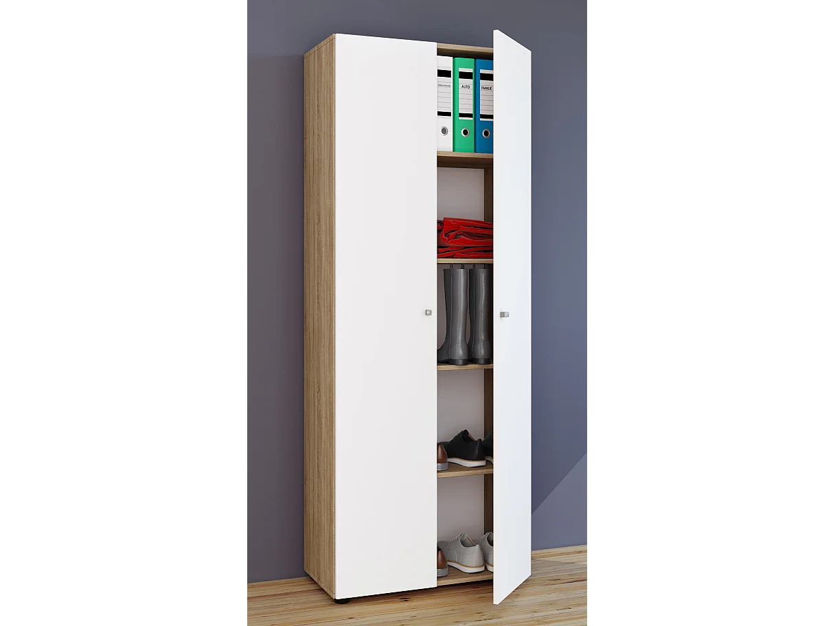 Vandol I Armoire universelle 2 portes, finition chêne Sonoma, blanc.