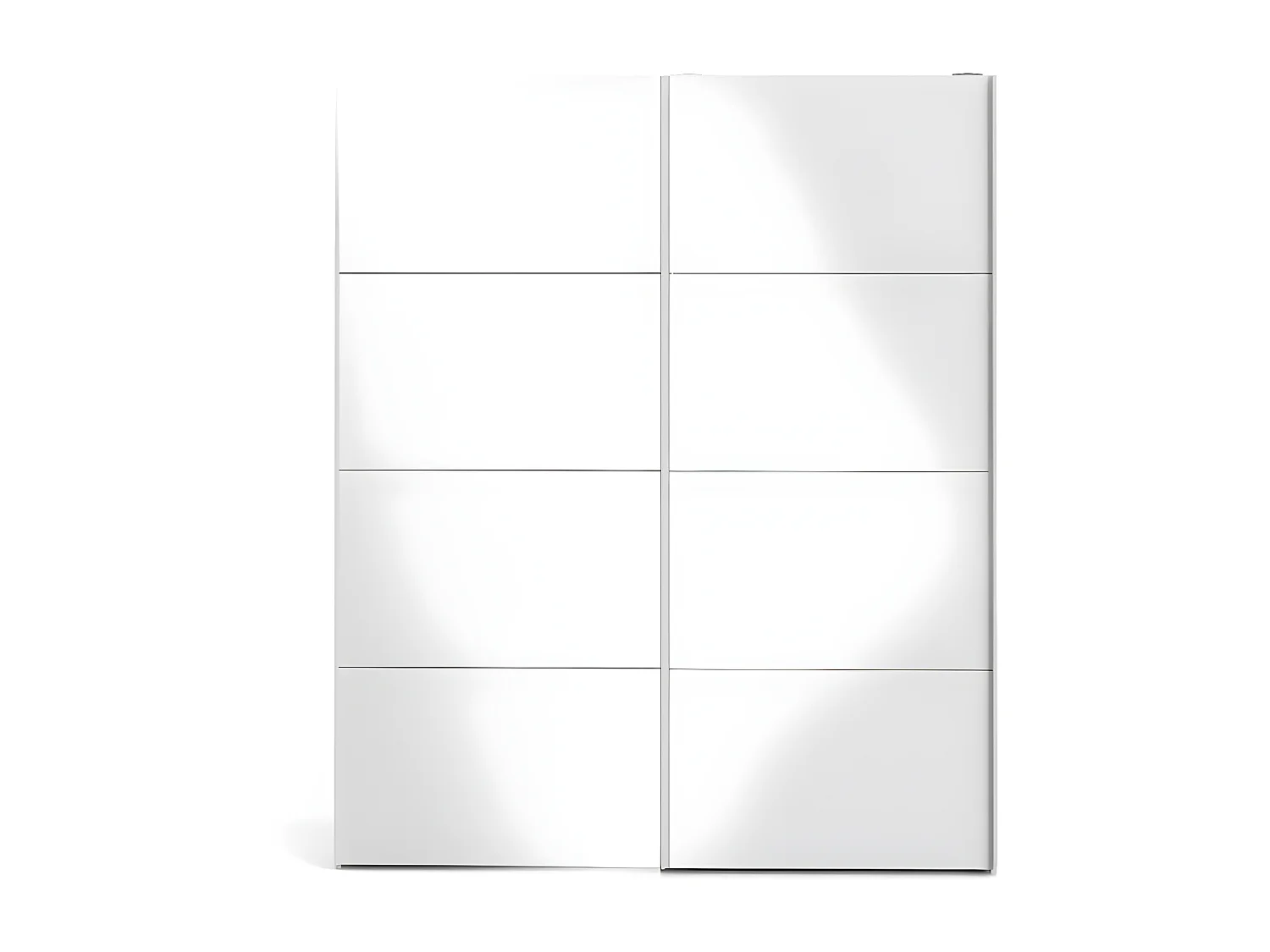 Veto  Schiebetürenschrank B183 cm 2 Türen weiß und weiß hochglanz.