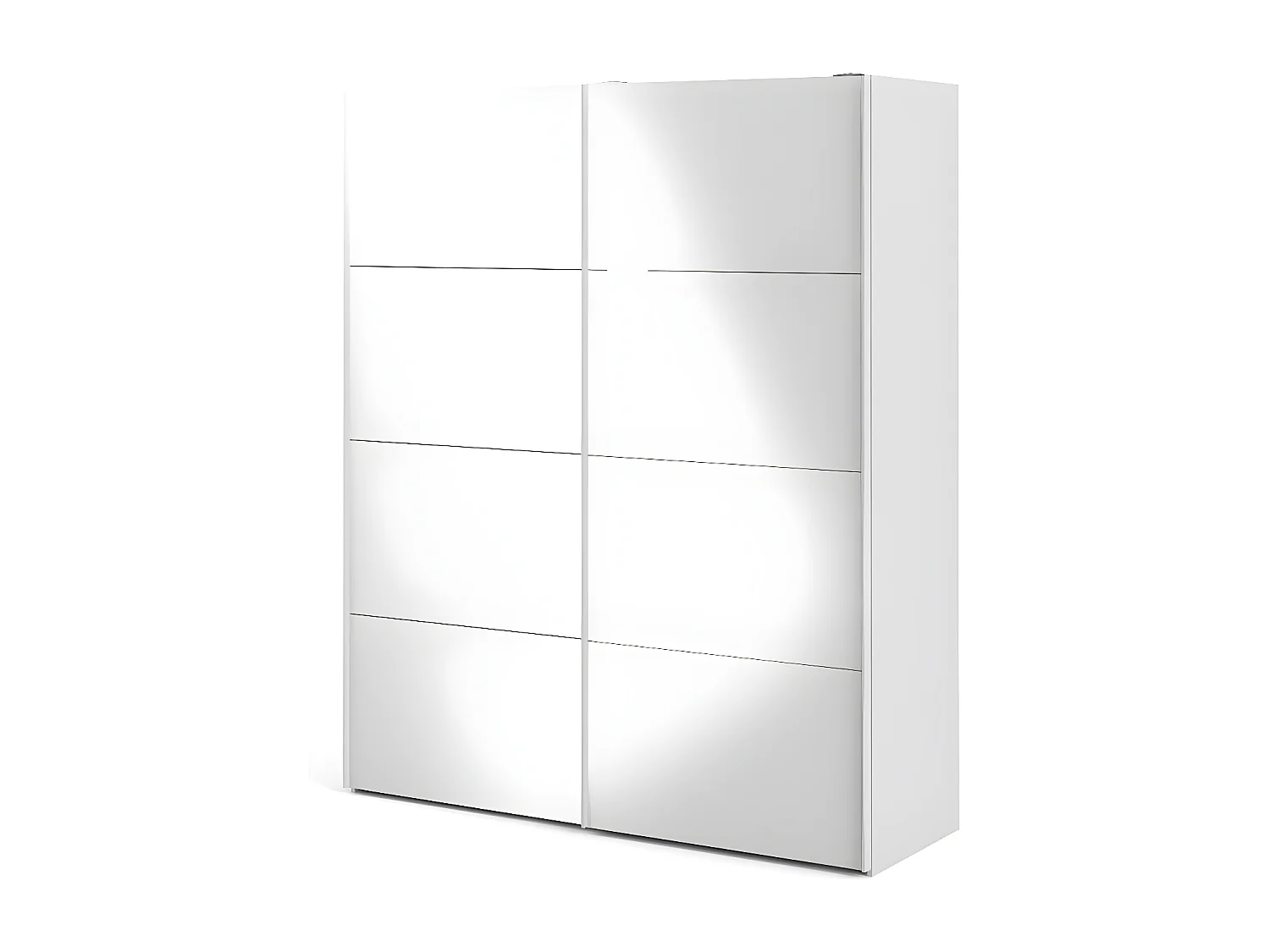 Veto  Schiebetürenschrank B183 cm 2 Türen weiß und weiß hochglanz.