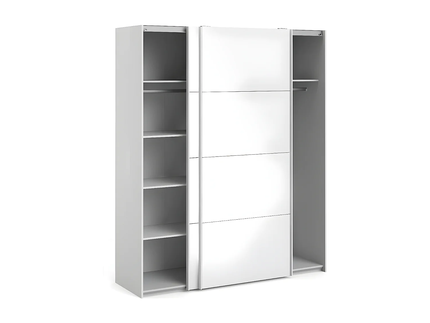 Veto  Schiebetürenschrank B183 cm 2 Türen weiß und weiß hochglanz.