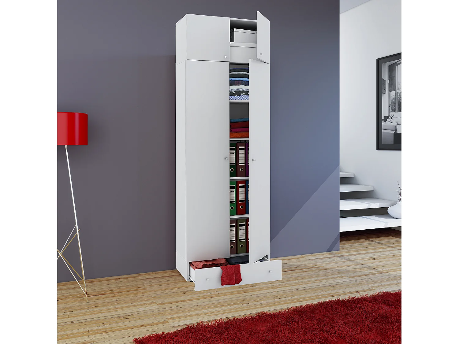 Wardrobe Vandol White W. 70 x H. 238 x D. 40 cm
