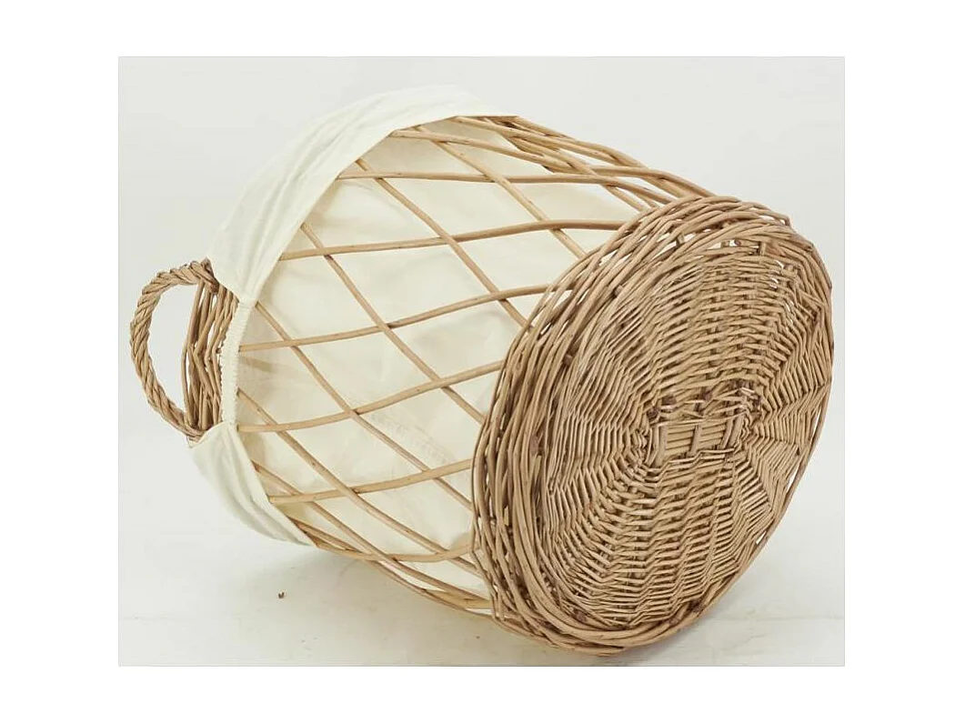 Corbeille à linge en osier buff et coton