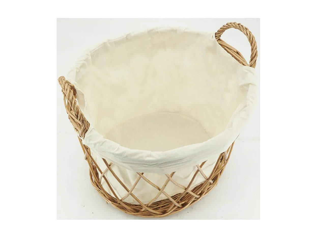 Corbeille à linge en osier buff et coton