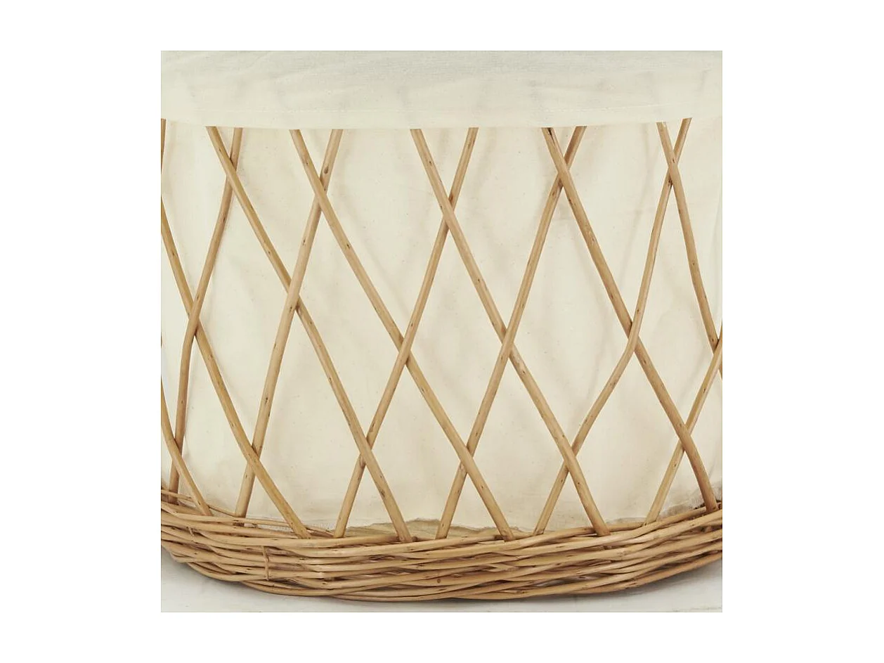 Corbeille à linge en osier buff et coton