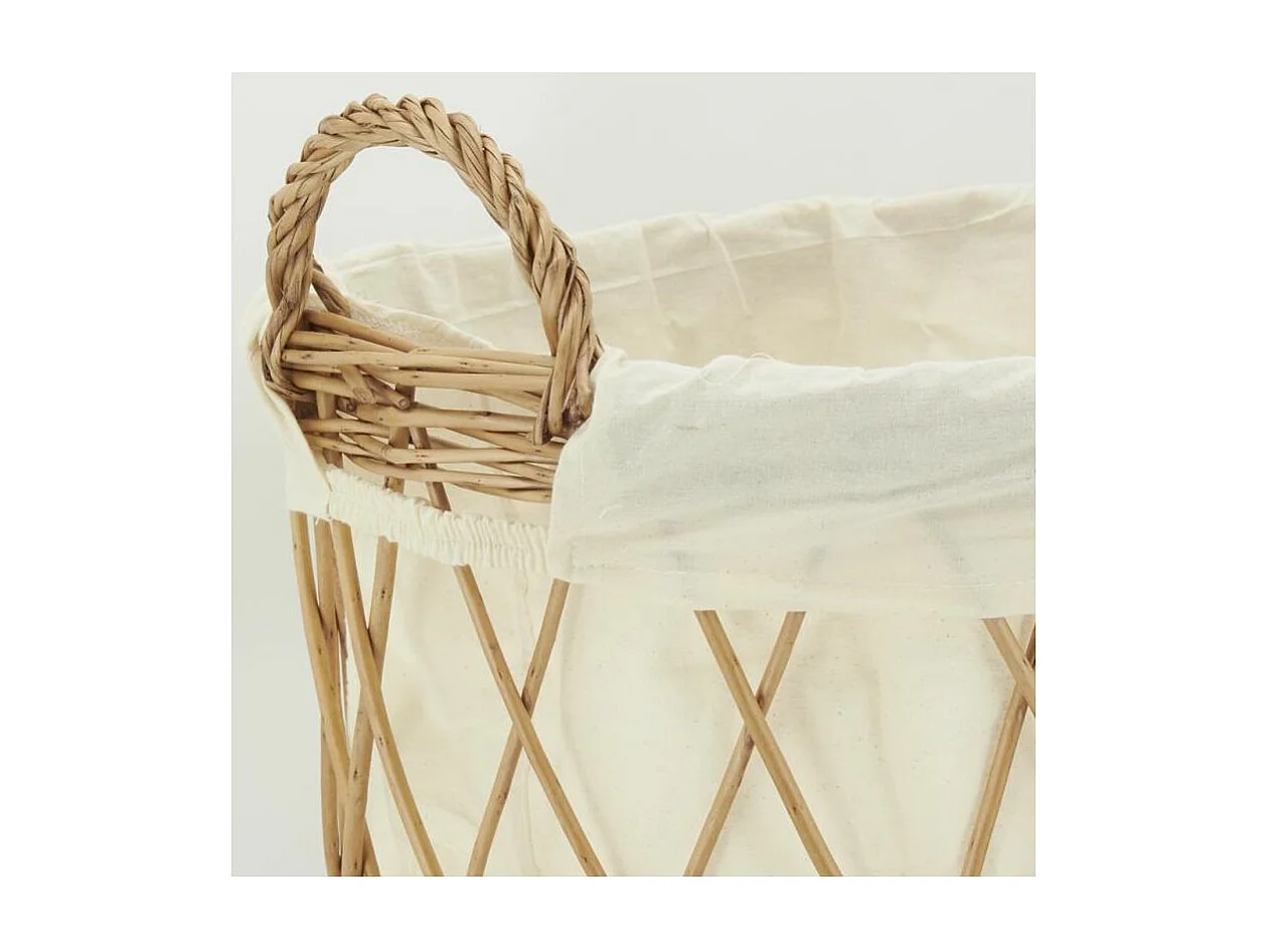 Corbeille à linge en osier buff et coton