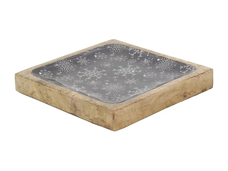 Corbeille en manguier et résine Carré noir