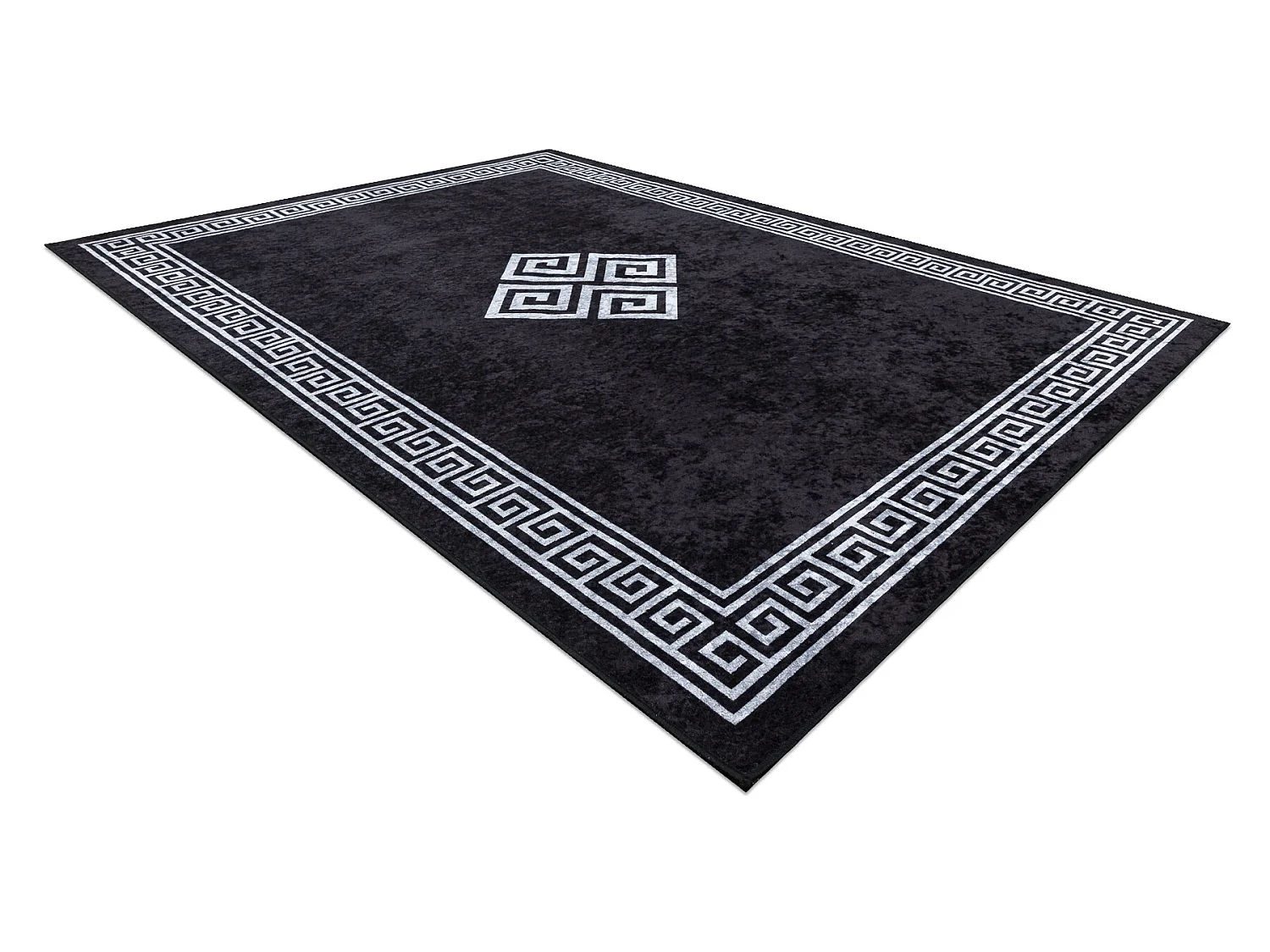 MIRO 52071.804 tapijt wasbaar Kader, grieks antislip - zwart / wit 80x150 cm