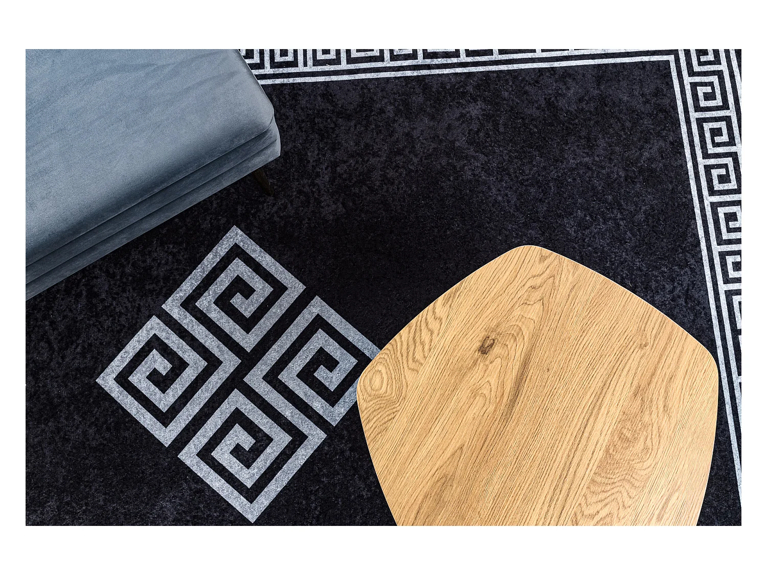 Tapis lavable MIRO 52071.804 Cadre, grec antidérapant - noir / blanc 80x150 cm