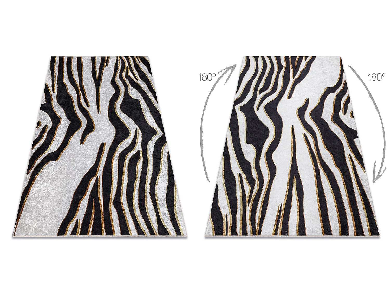 Tapis lavable MIRO 52002.807 Motif Zèbre antidérapant - crème / noi 140x190 cm