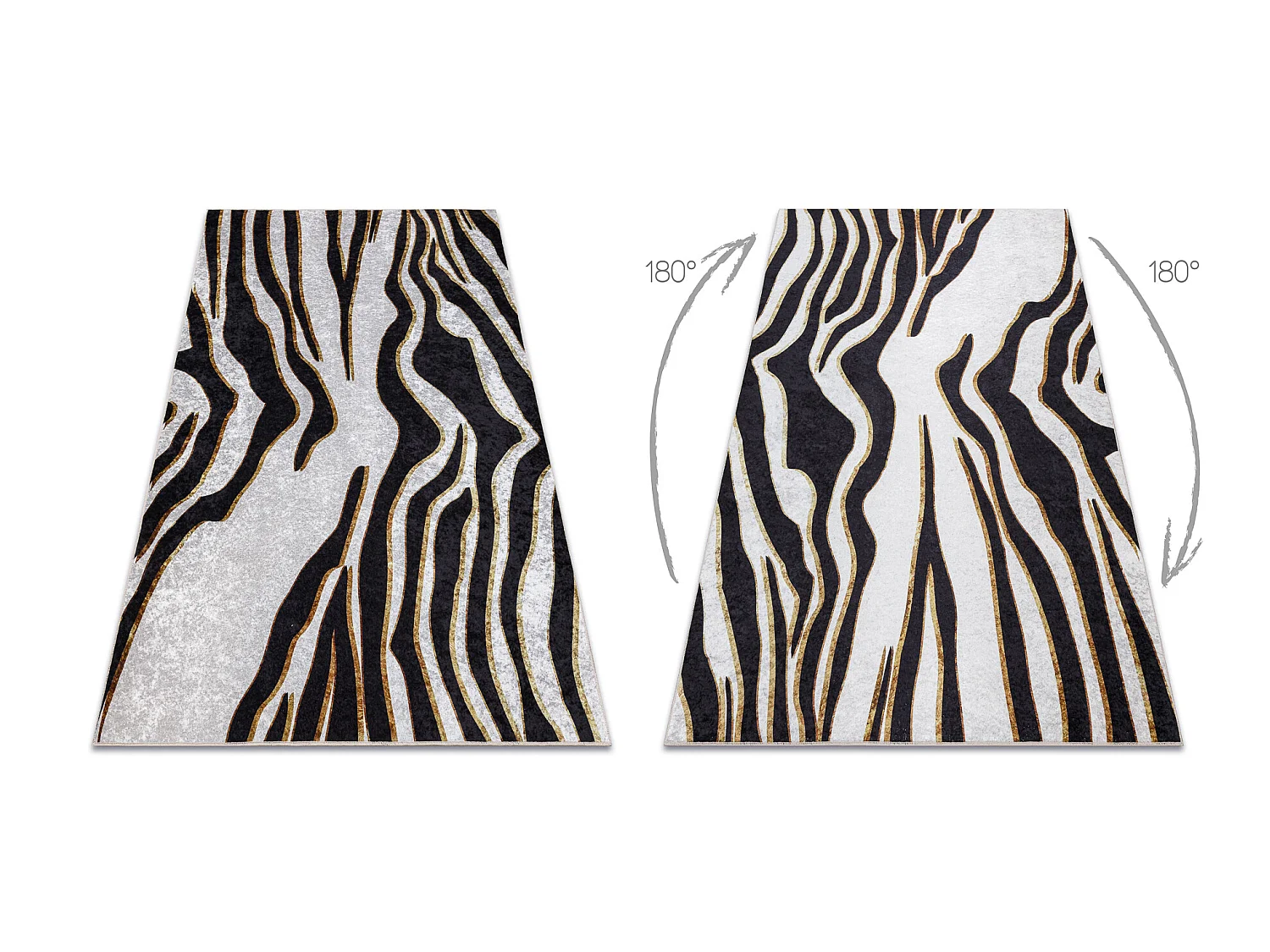 MIRO 52002.807 tapijt wasbaar Zebra antislip - creme / zwart 160x220 cm