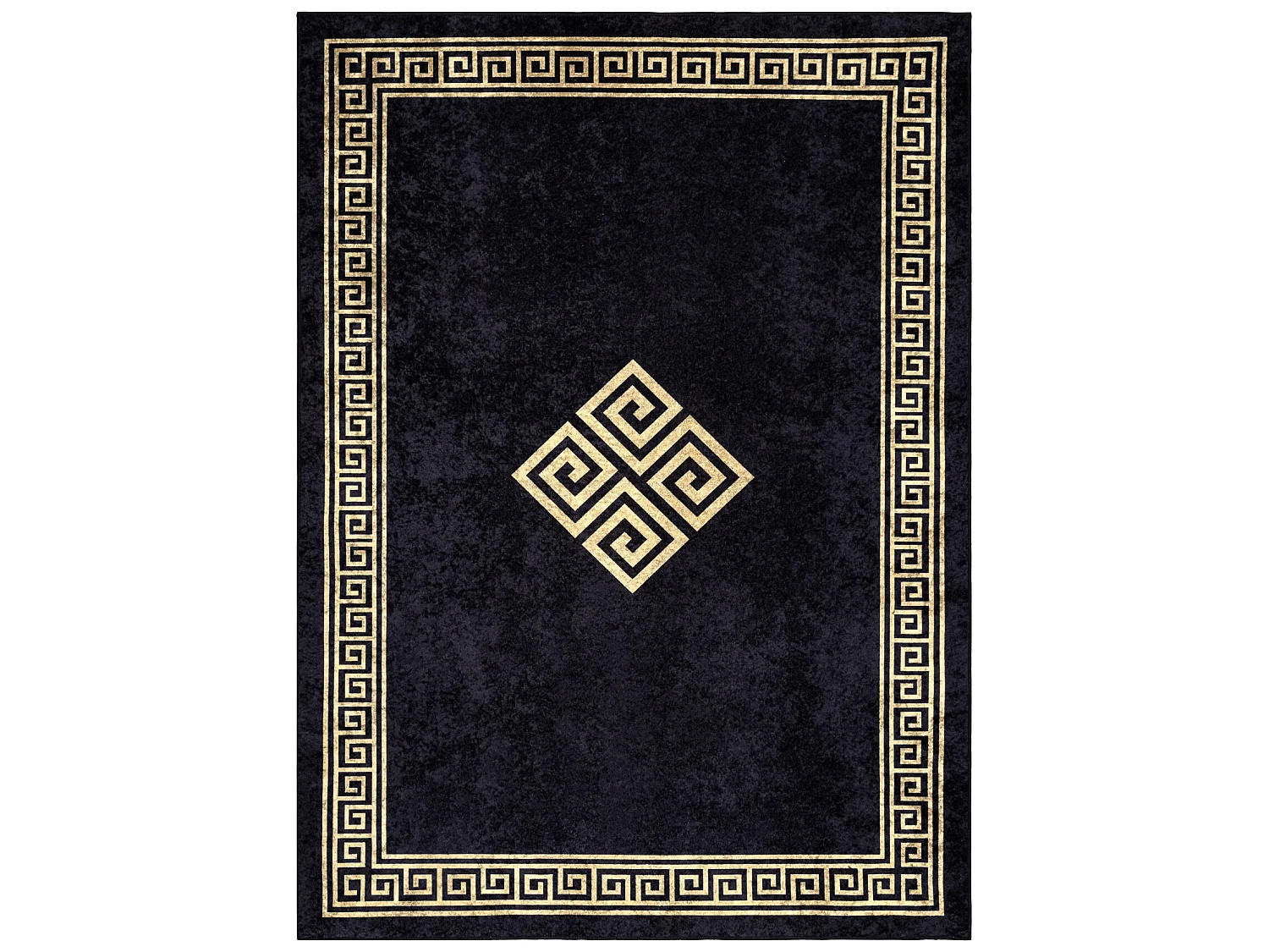MIRO 52071.803 tapijt wasbaar Kader, grieks antislip - zwart / goud 160x220 cm