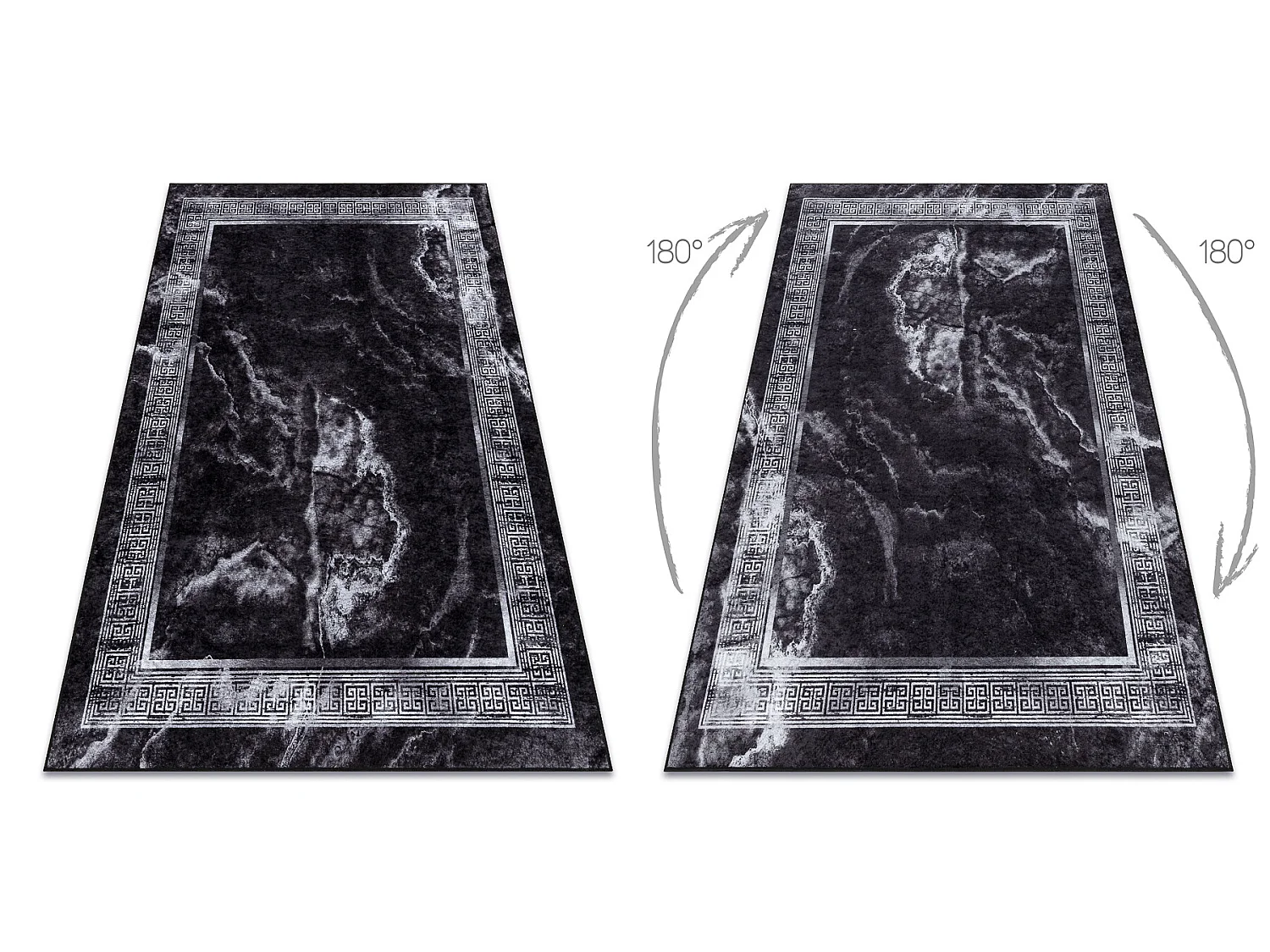 MIRO 51278.810 tapijt wasbaar marmer, grieks antislip - zwart / wit 200x290 cm