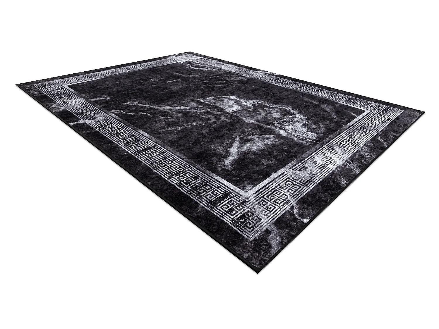 MIRO 51278.810 tapijt wasbaar marmer, grieks antislip - zwart / wit 200x290 cm