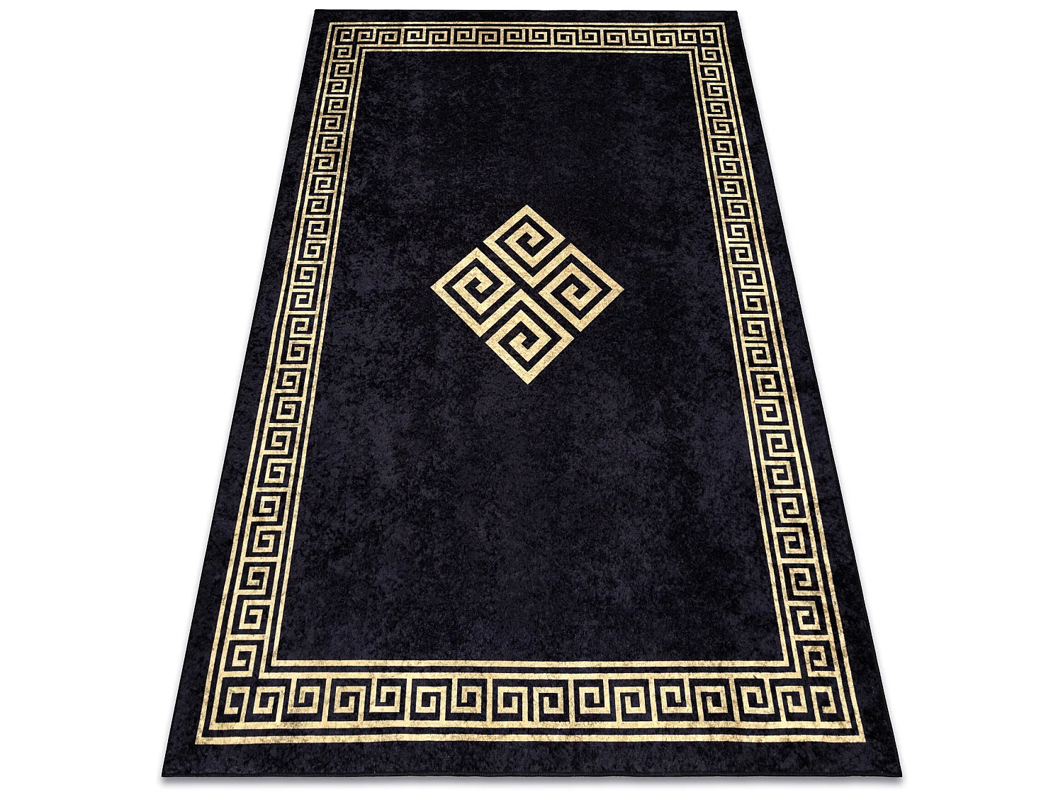 MIRO 52071.803 tapijt wasbaar Kader, grieks antislip - zwart / goud 120x170 cm