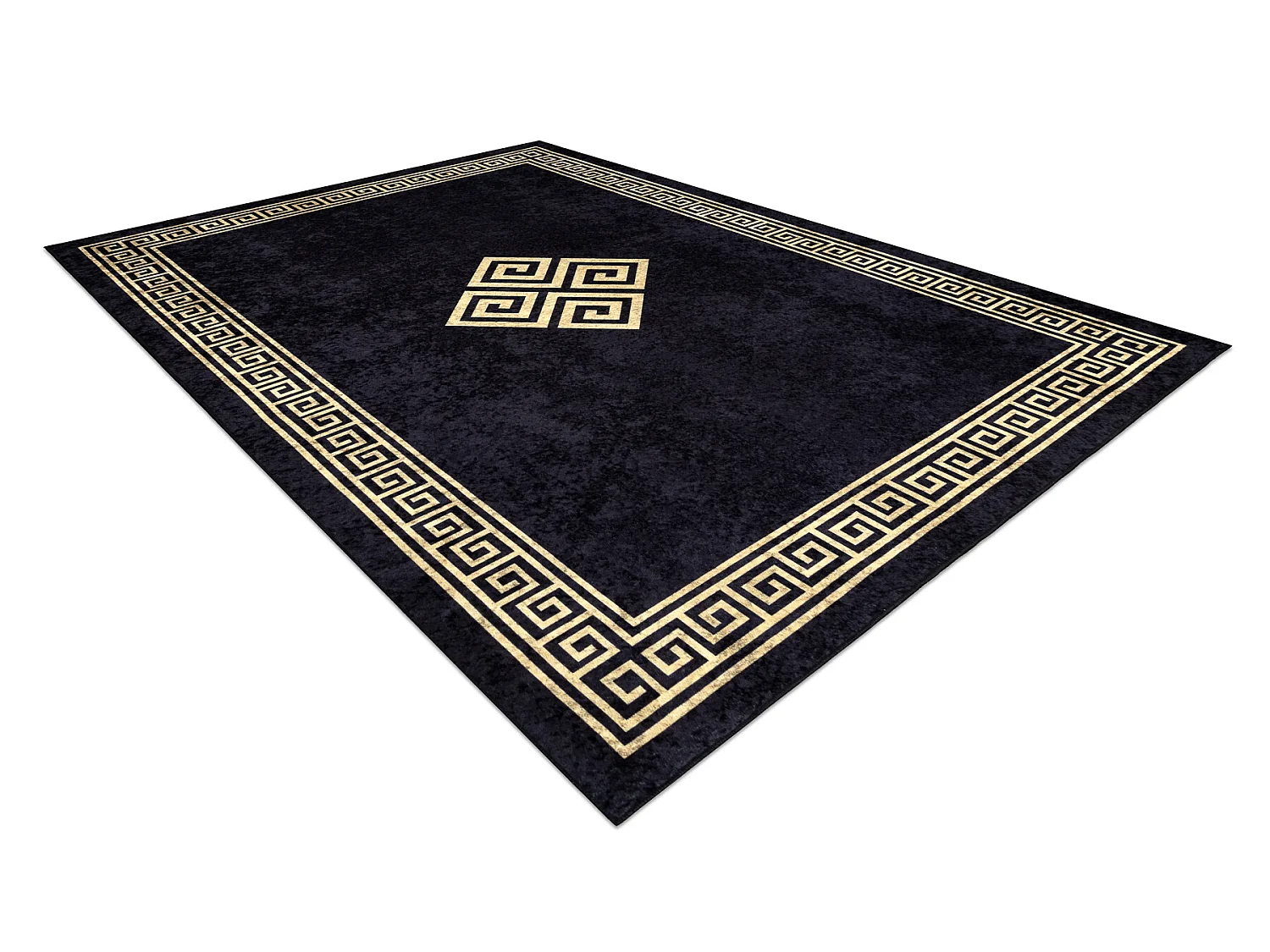 MIRO 52071.803 tapijt wasbaar Kader, grieks antislip - zwart / goud 120x170 cm