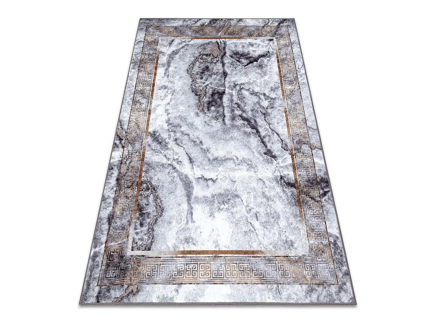 MIRO 51278.812 tapijt wasbaar marmer, grieks antislip - grijs / goud 160x220 cm
