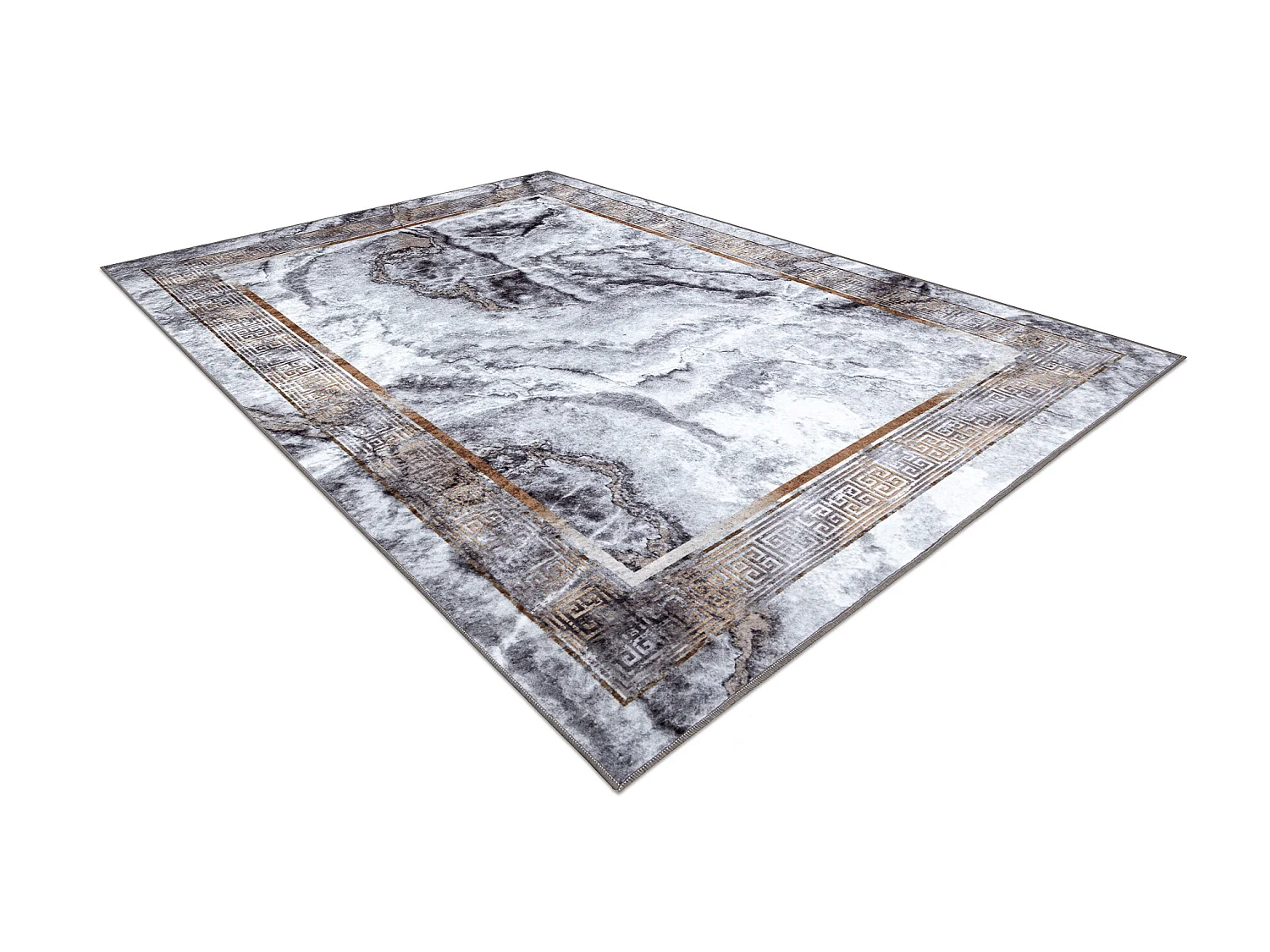 MIRO 51278.812 tapijt wasbaar marmer, grieks antislip - grijs / goud 160x220 cm