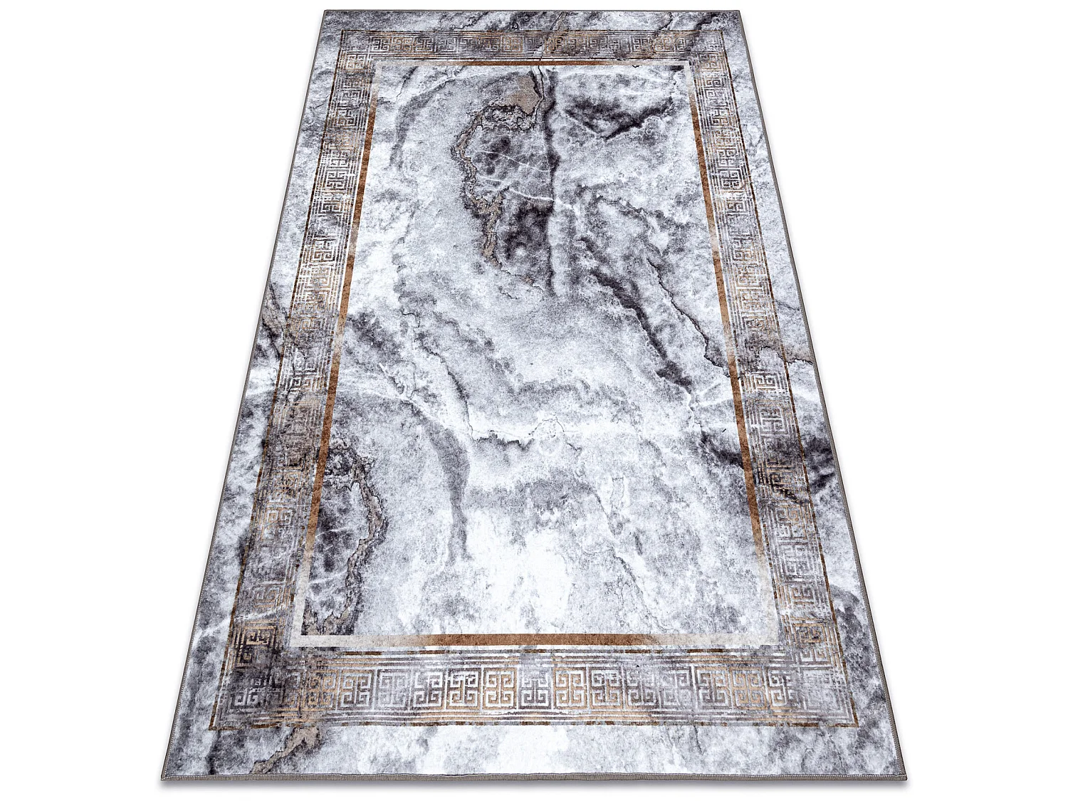 MIRO 51278.812 tapijt wasbaar marmer, grieks antislip - grijs / goud 160x220 cm