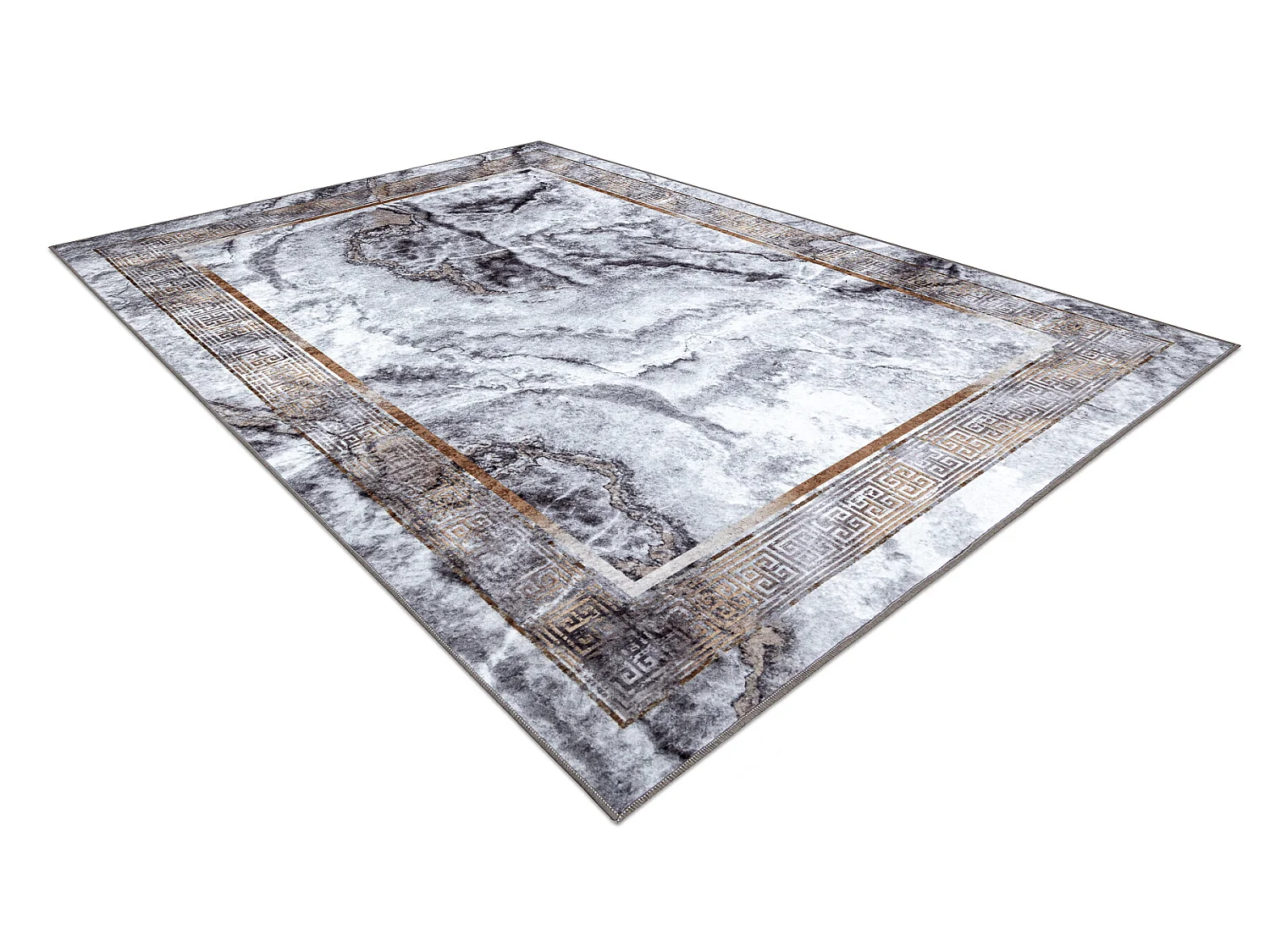 MIRO 51278.812 tapijt wasbaar marmer, grieks antislip - grijs / goud 160x220 cm