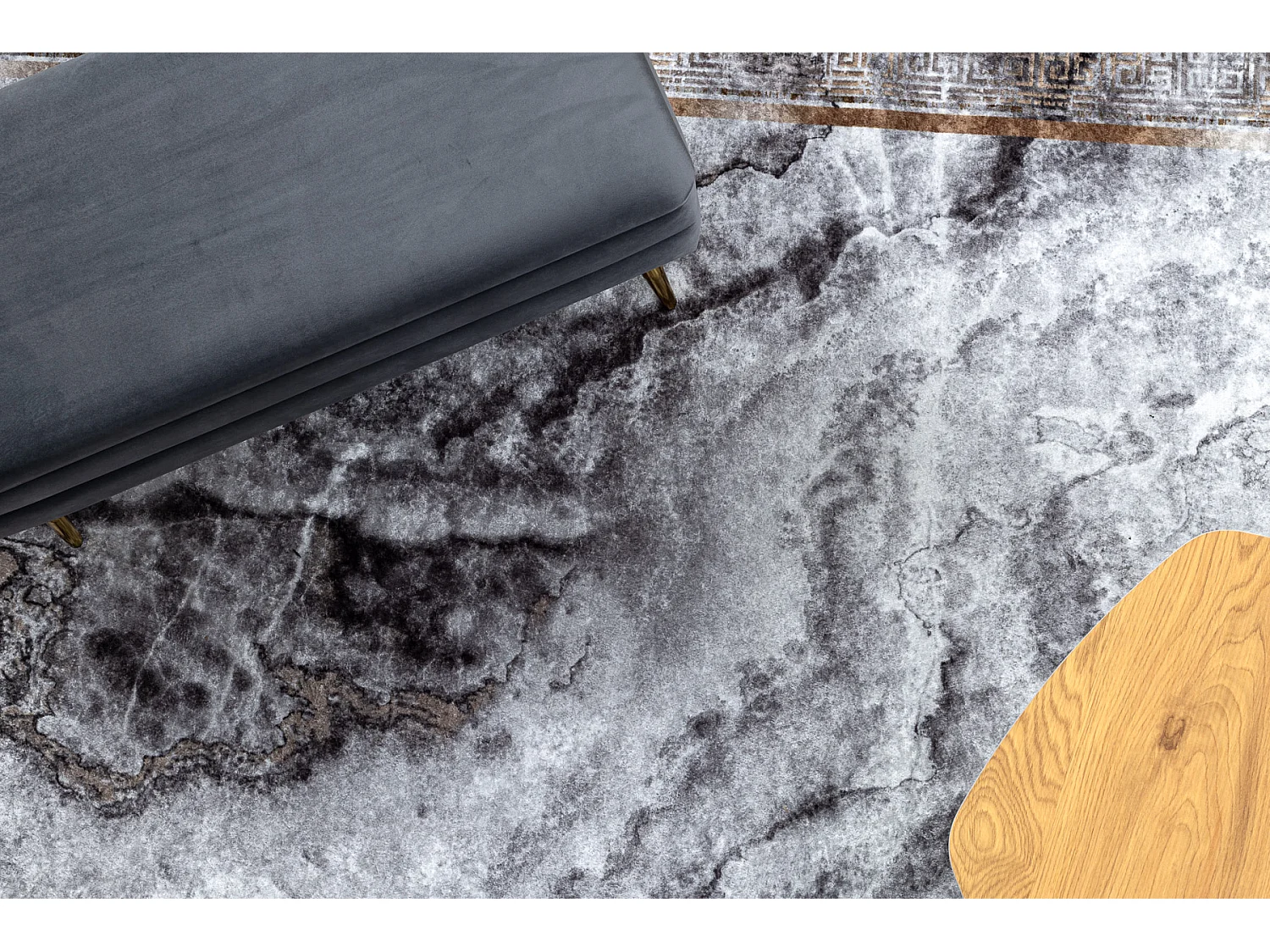 MIRO 51278.812 tapijt wasbaar marmer, grieks antislip - grijs / goud 160x220 cm