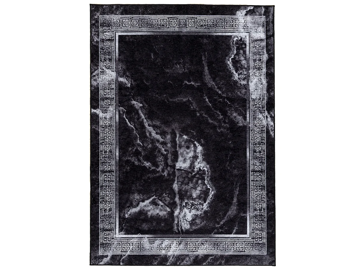 MIRO 51278.810 tapijt wasbaar marmer, grieks antislip - zwart / wit 140x190 cm