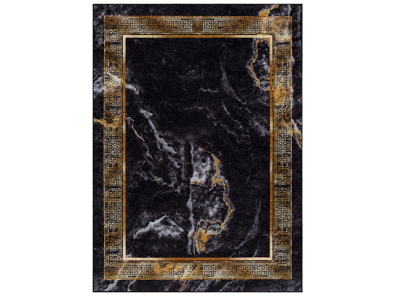 MIRO 51278.809 Waschteppich Marmor, griechisch Anti-Rutsch - schwarz / 200x290 cm