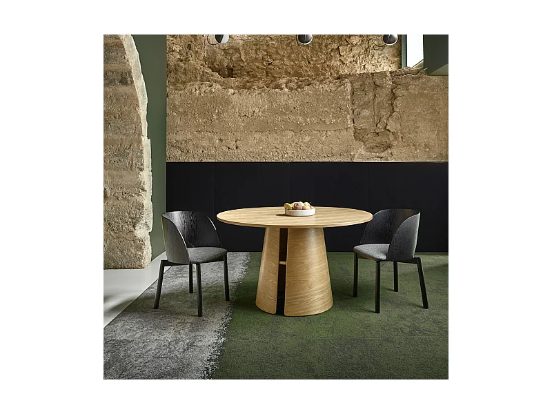 Runder Tisch 4 Sitzplätze aus Naturholz Ø137 h75 cm