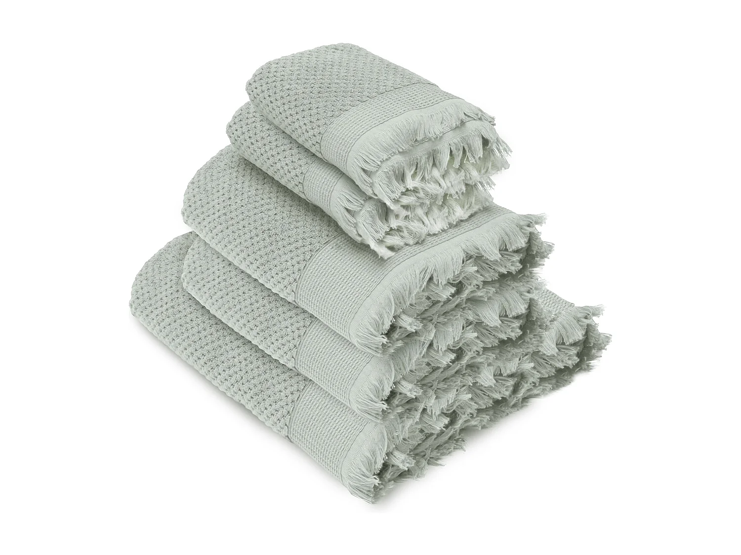 Parure de bain TETHYS 5 pièces micro-coton vert Lichen