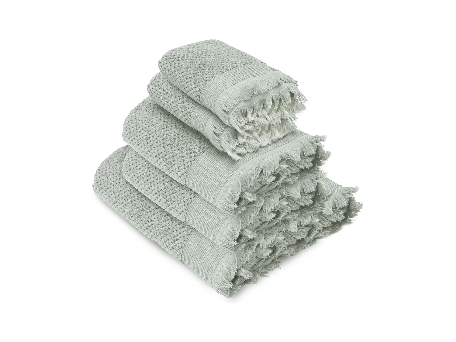Parure de bain TETHYS 5 pièces micro-coton vert Lichen