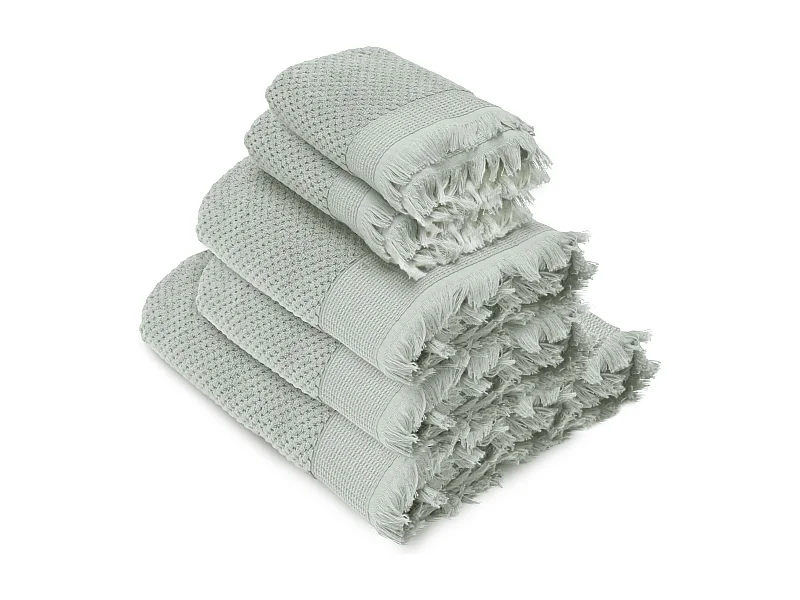 Parure de bain TETHYS 5 pièces micro-coton vert Lichen