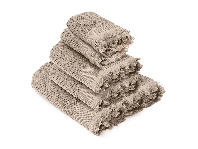 Parure de bain TETHYS 5 pièces micro-coton beige Chanvre