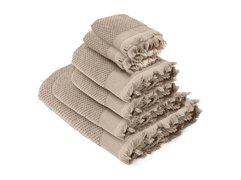 Parure de bain TETHYS 6 pièces micro-coton beige Chanvre