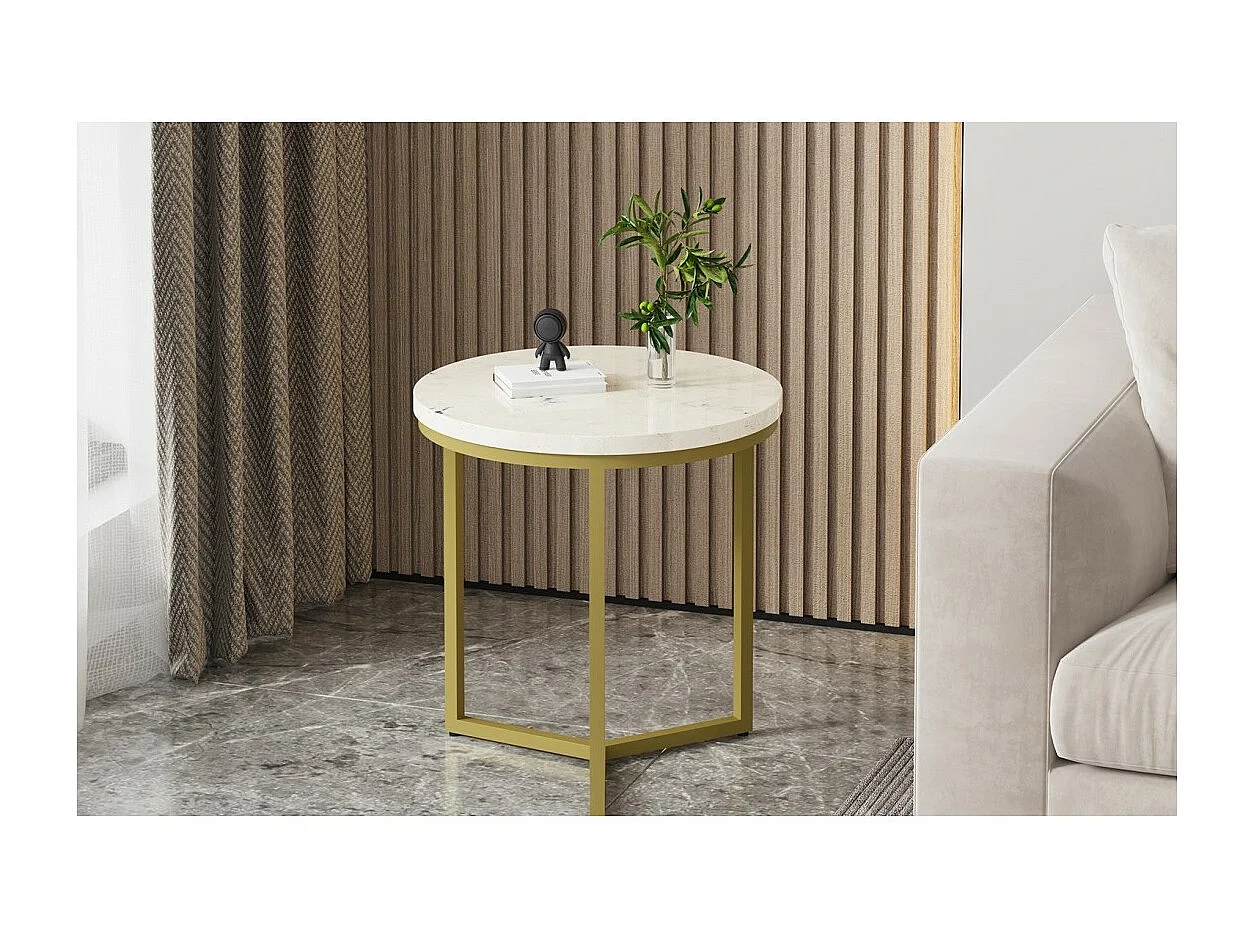 Table d'appoint JOURNA marbre blanc