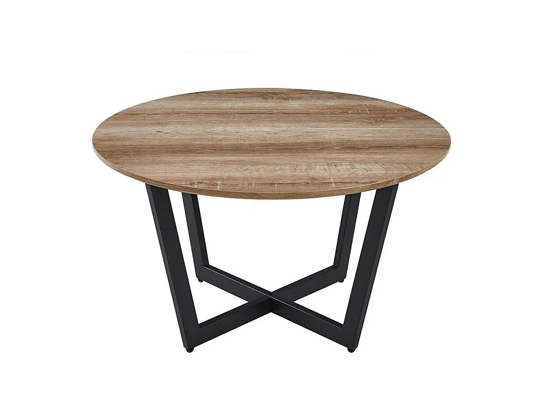 Niedriger Tisch aus der Kollektion CARMIN in alt Eichenfarbe, ideal für ein rustikales Wohnzimmer.