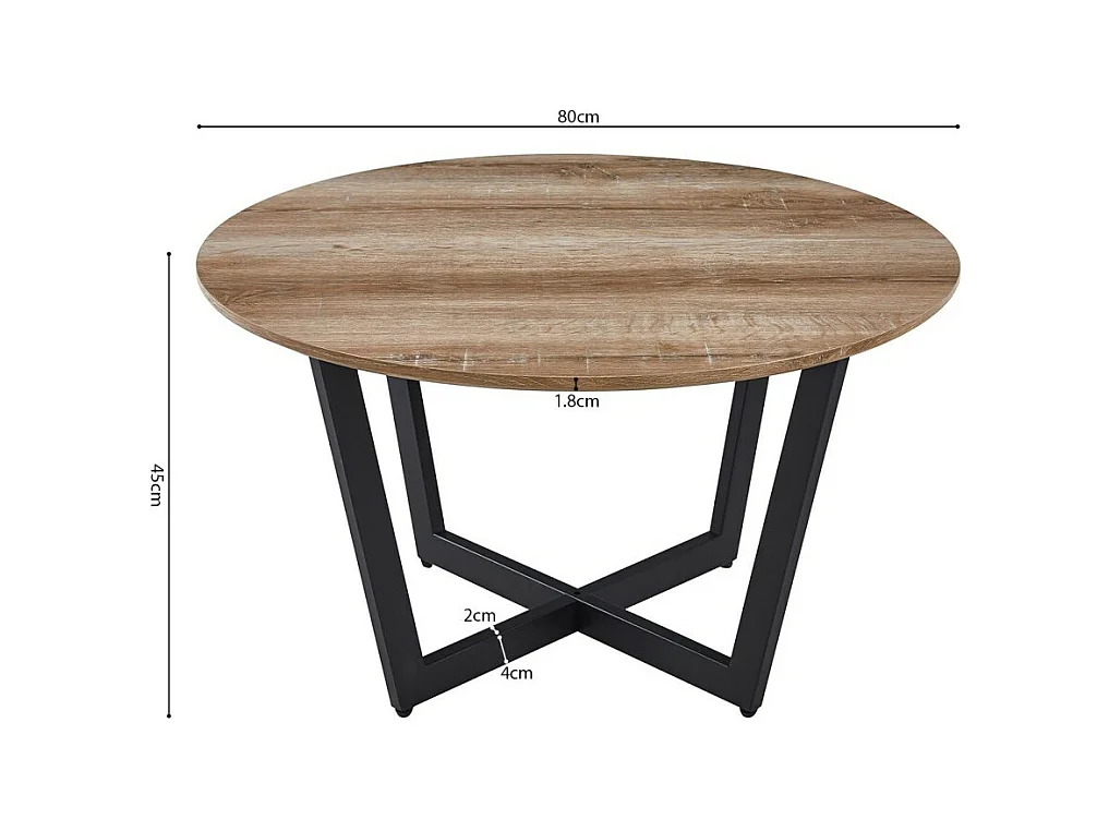 Niedriger Tisch aus der Kollektion CARMIN in alt Eichenfarbe, ideal für ein rustikales Wohnzimmer.