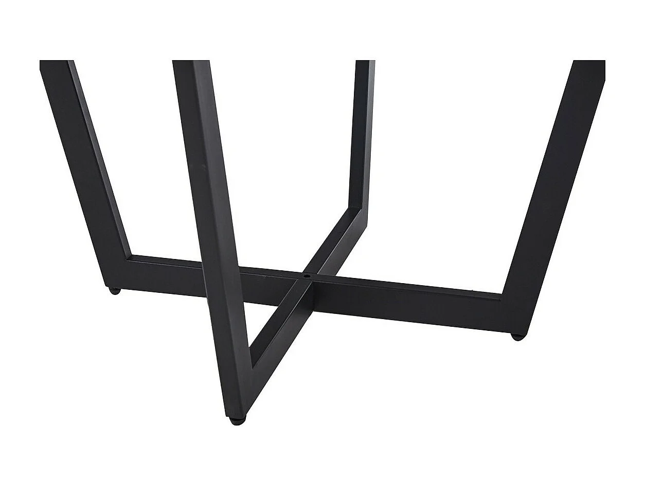 Table basse ronde CARMIN – Chêne vieilli et métal noir – Style rustique