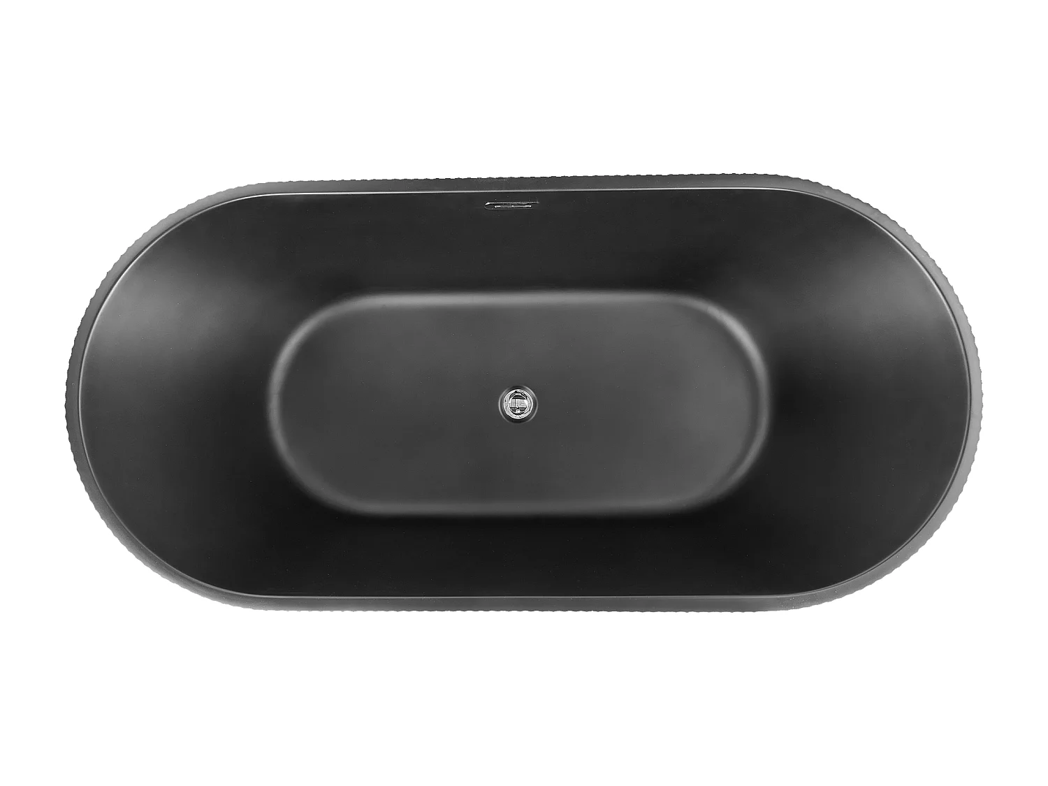 Moderne freistehende Badewanne 169 x 80 cm Ovale Form Acryl geriffelte Oberfläche Badezimmer mattschwarz Gocta